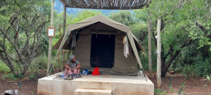 2-man tent, fitted with mattresses and pillows at Royal Jozini